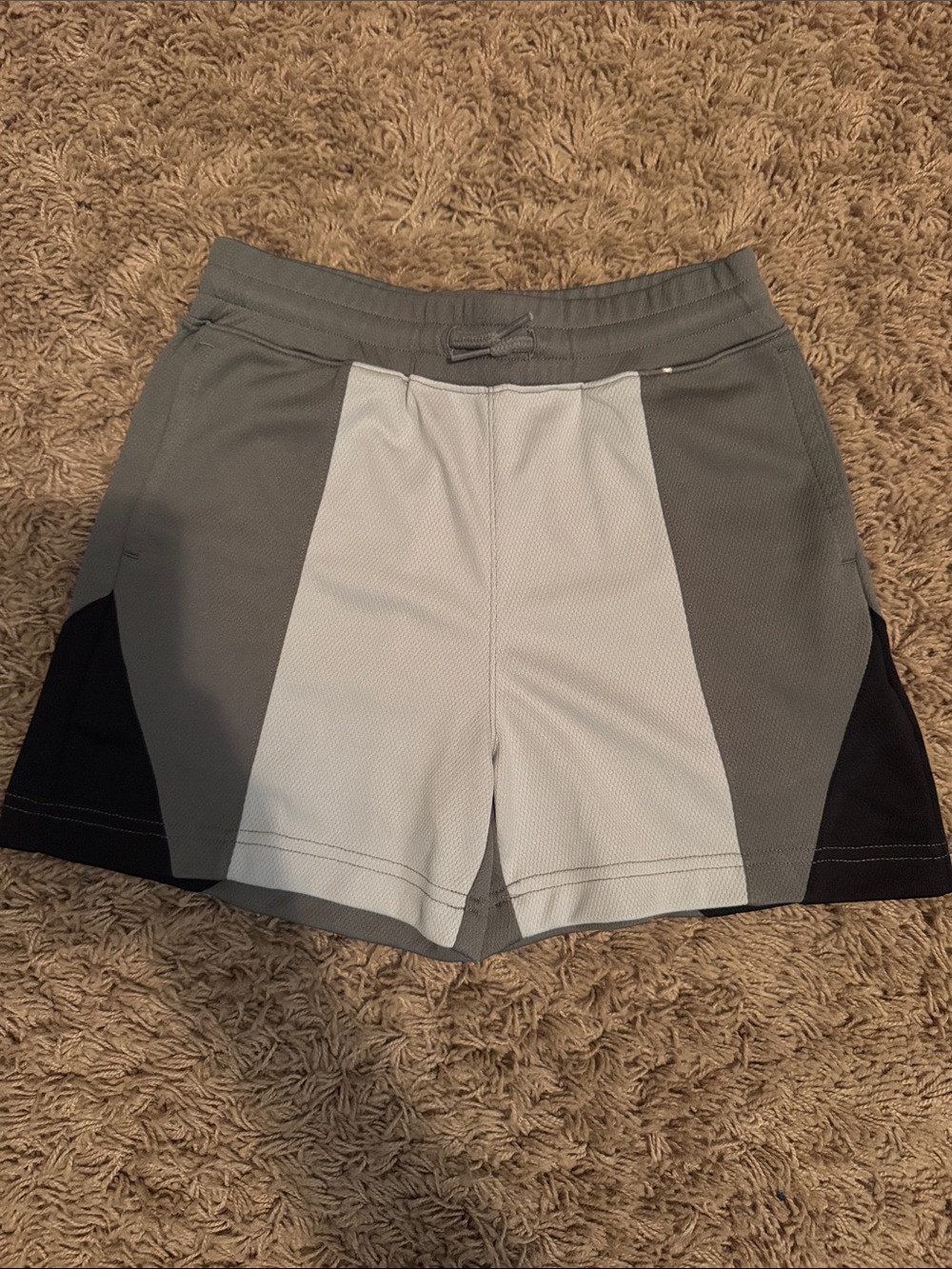 abercrombie kids Gray, Light Gray & Black Athletic Colorblock Shorts